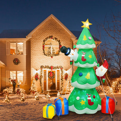 6.89FT Christmas Inflatable Outdoor Decoration with Christmas Tree, Gift Box, and Santa Claus