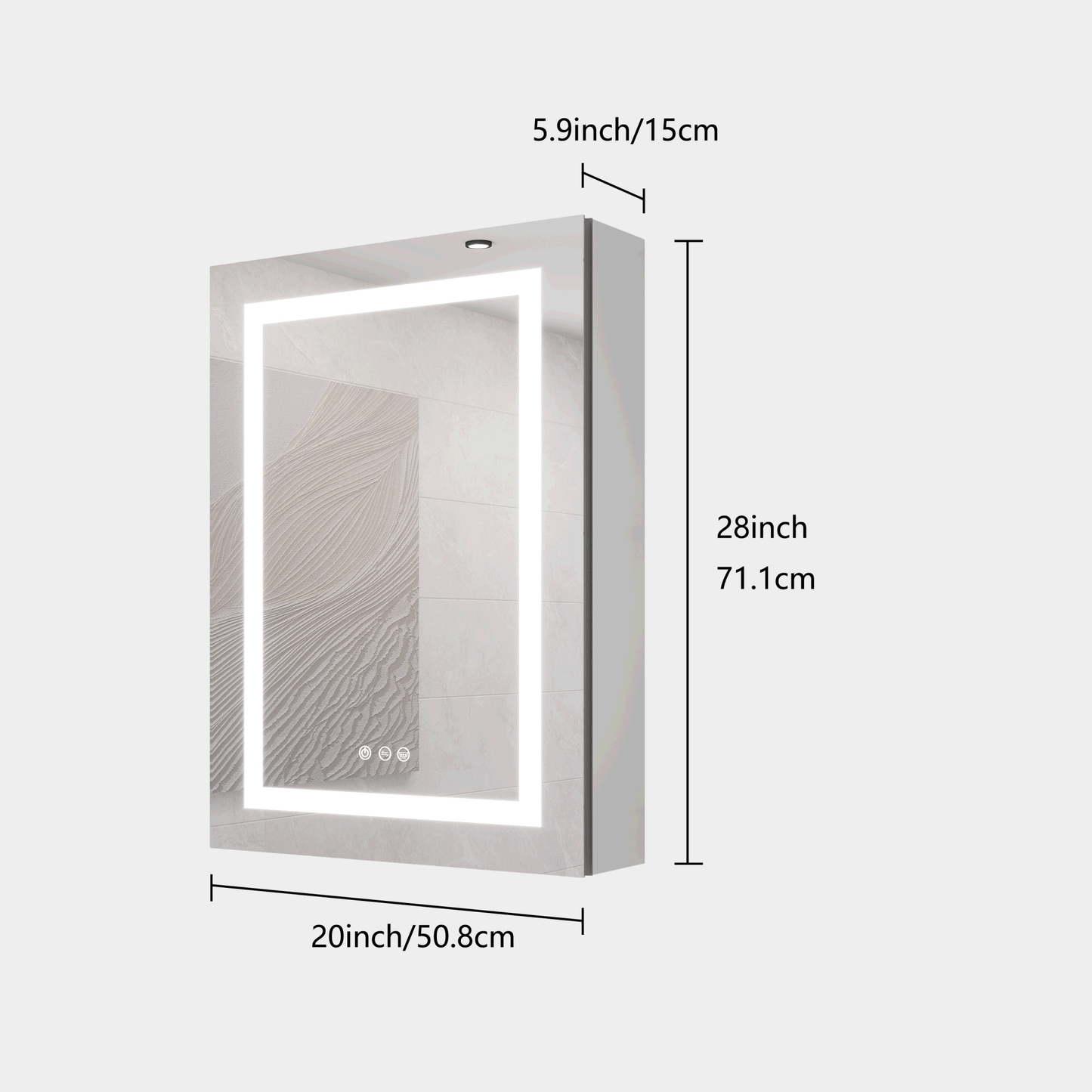 20 X 28 inch Bathroom Medicine Cabinet with Mirror, LED Lights, Anti-Fog, Waterproof, Dimmable, 3000K~6000K, Single Door