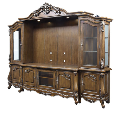 Latisha Entertainment Center - Antique Oak Finish, Sturdy & Sophisticated