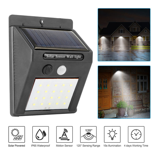 Solar Light with 20 LEDs - Outdoor PIR Motion Sensor, IP65 Waterproof