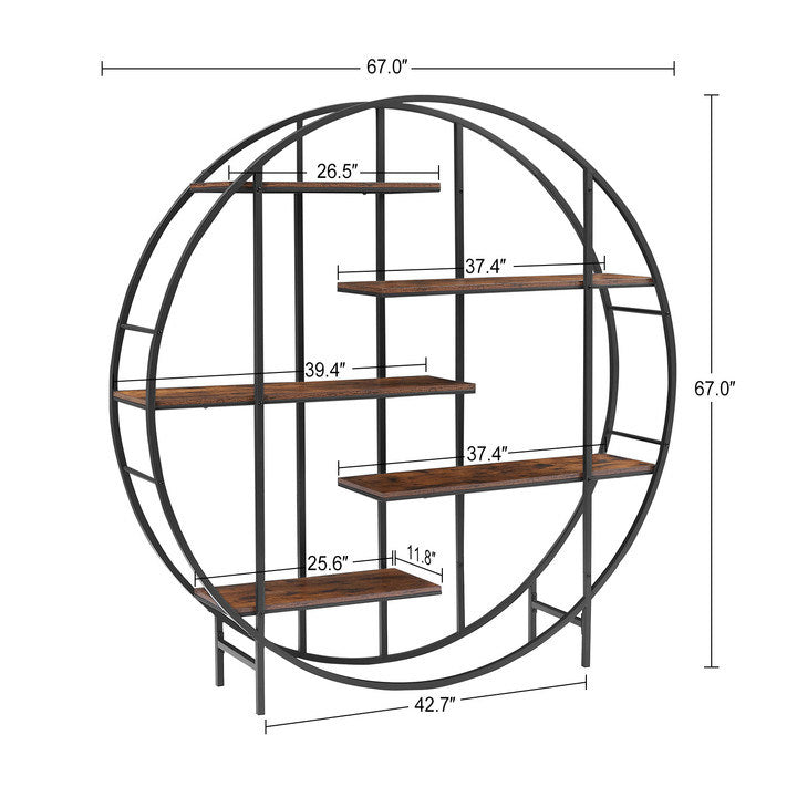 Round 5-Tier Metal Plant Stand & Bookcase Storage Rack