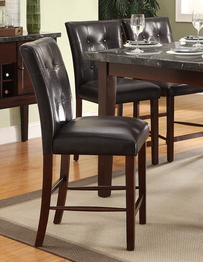 Dark Cherry Finish 7pc Counter Height Dining Set - Marble Top Table & Faux Leather Chairs