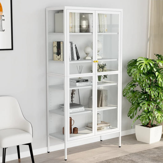 Display Cabinet White | Steel and Tempered Glass