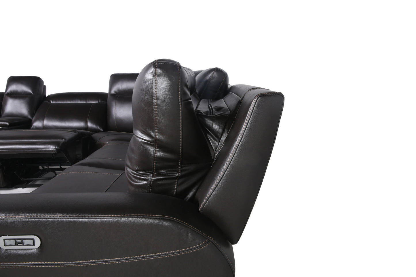 Customizable Dual-Power Leather Sectional - Top-Grain Leather, Power Headrest & Footrest