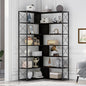 7-Tier L-Shaped Corner Bookcase - Industrial Style Home Office Bookshelf