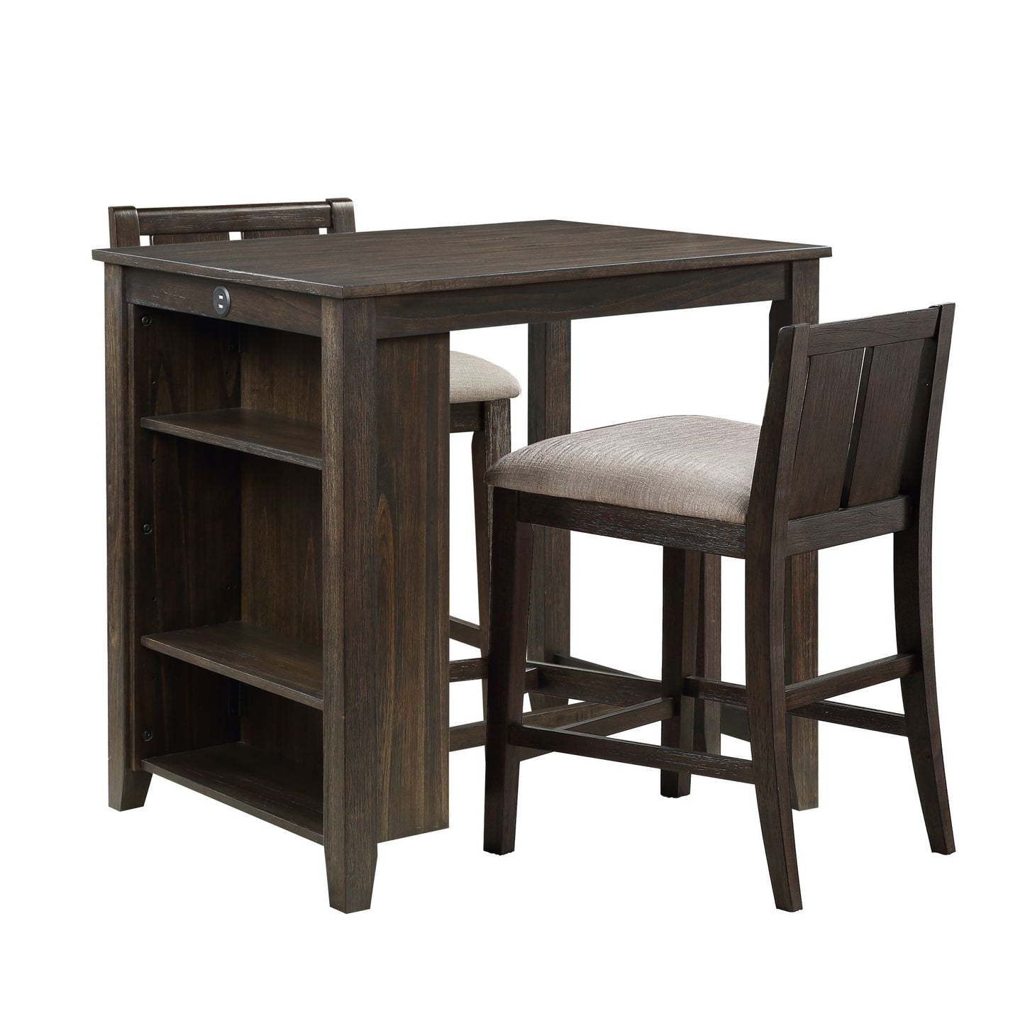 Transitional Dark Cherry Counter Height Set - 3-Piece Dining Furniture