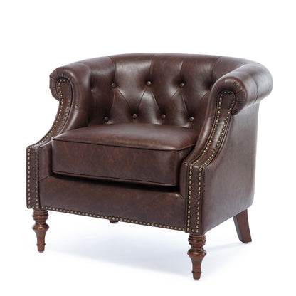 Button Tufted Accent Chair - Classic Barrel Back Design