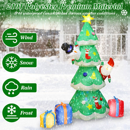 6.89FT Christmas Inflatable Outdoor Decoration with Christmas Tree, Gift Box, and Santa Claus