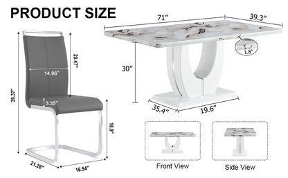 Modern Minimalist White Rectangular Dining Table and Chair Set