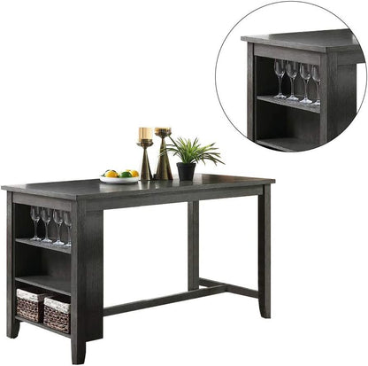 5pc Counter Height Dining Table Set with Storage - Modern Gray Wash