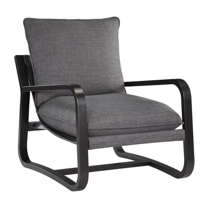 Sling Chair Upholstered in Charcoal Fabric with Metal Frame - Modern Comfort