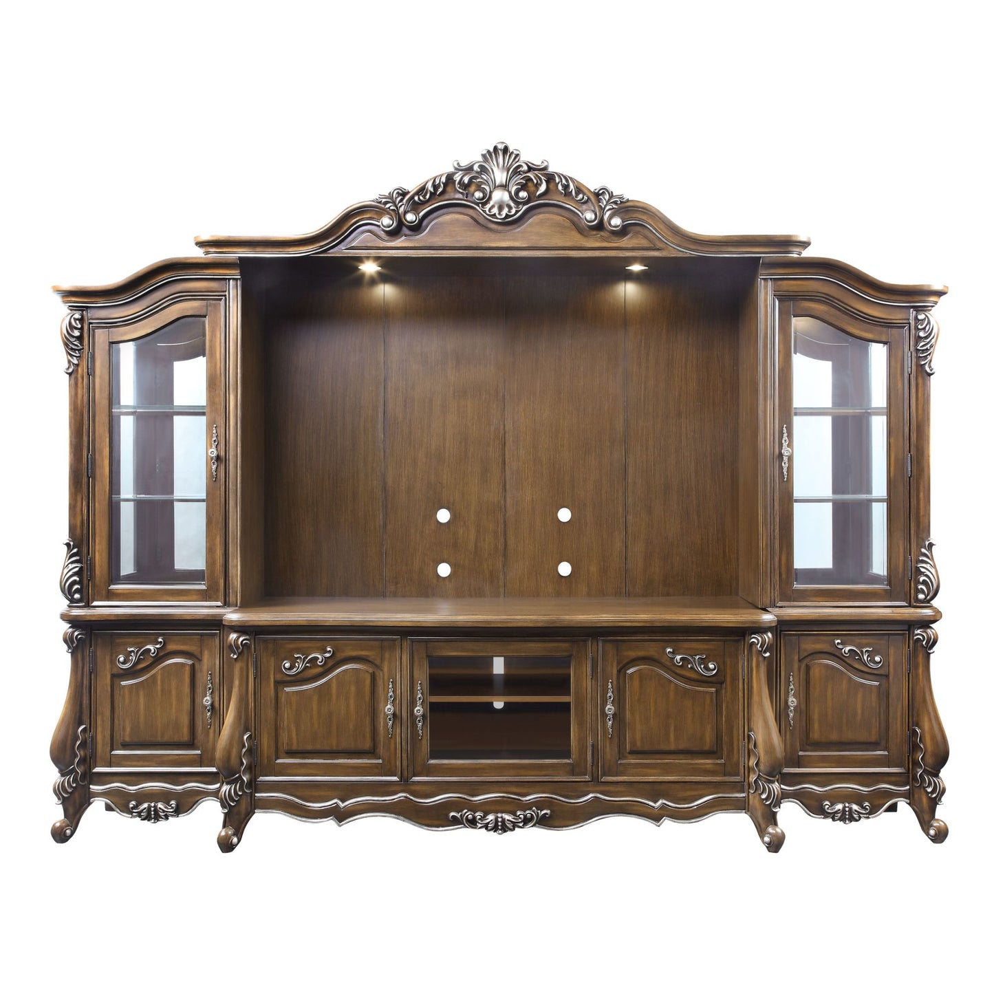 Latisha Entertainment Center - Antique Oak Finish, Sturdy & Sophisticated