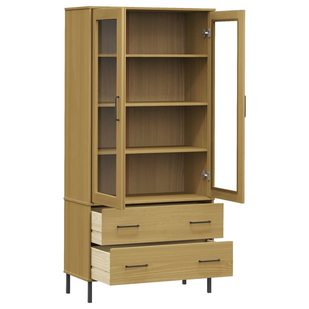 Solid Wood Bookcase with Metal Legs - 33.5"x13.8"x67.9"