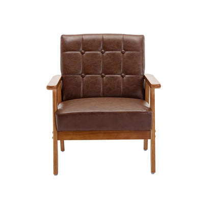 Leisure Chair with Solid Wood Armrest Mid-Century Modern Accent Chair