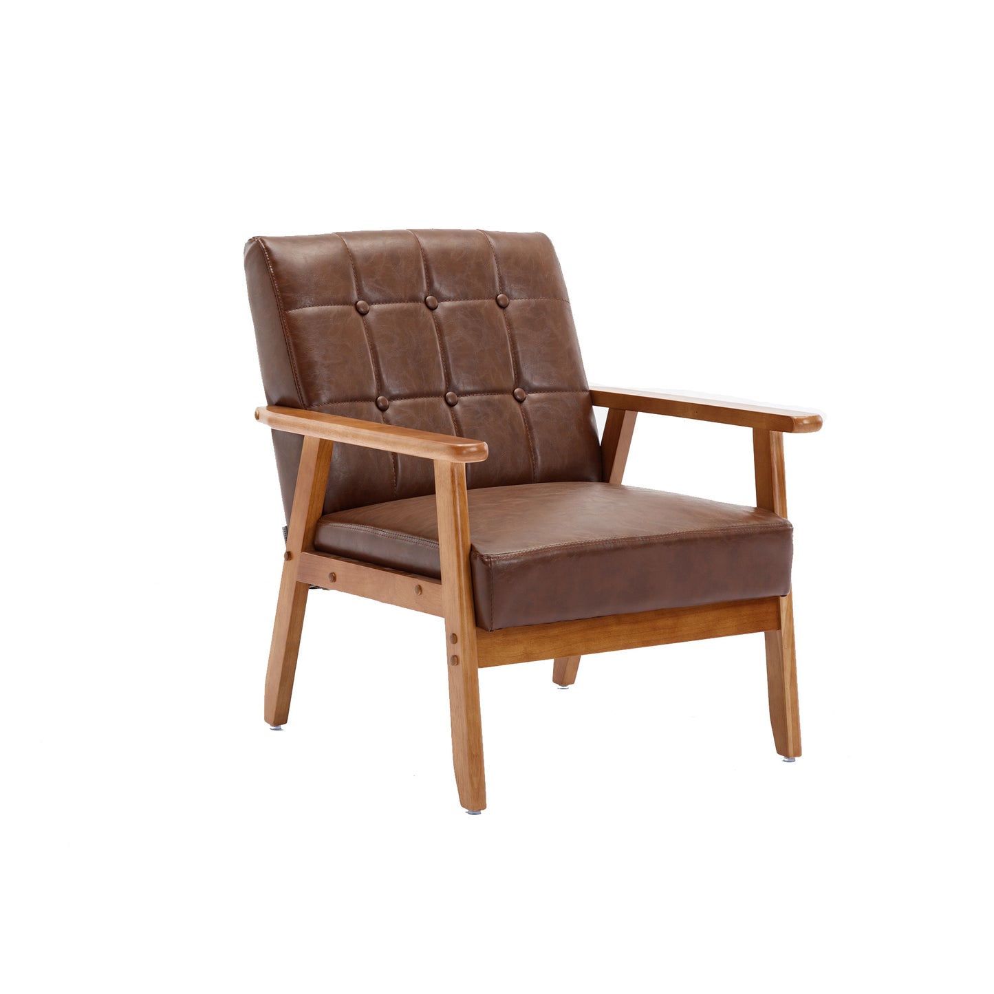 Leisure Chair with Solid Wood Armrest Mid-Century Modern Accent Chair