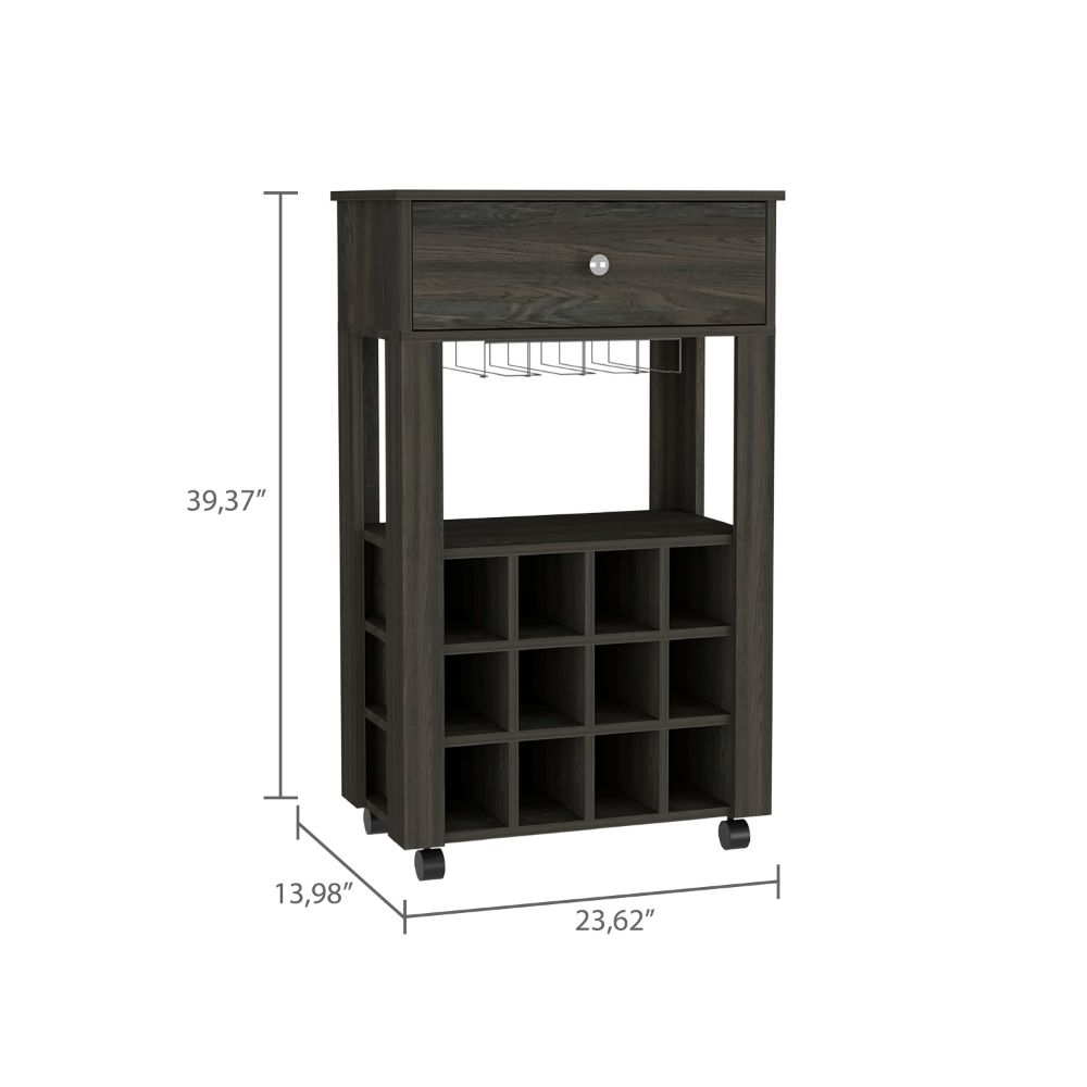 Ambler 1-Drawer 12-Bottle Wine Cabinet Carbon Espresso