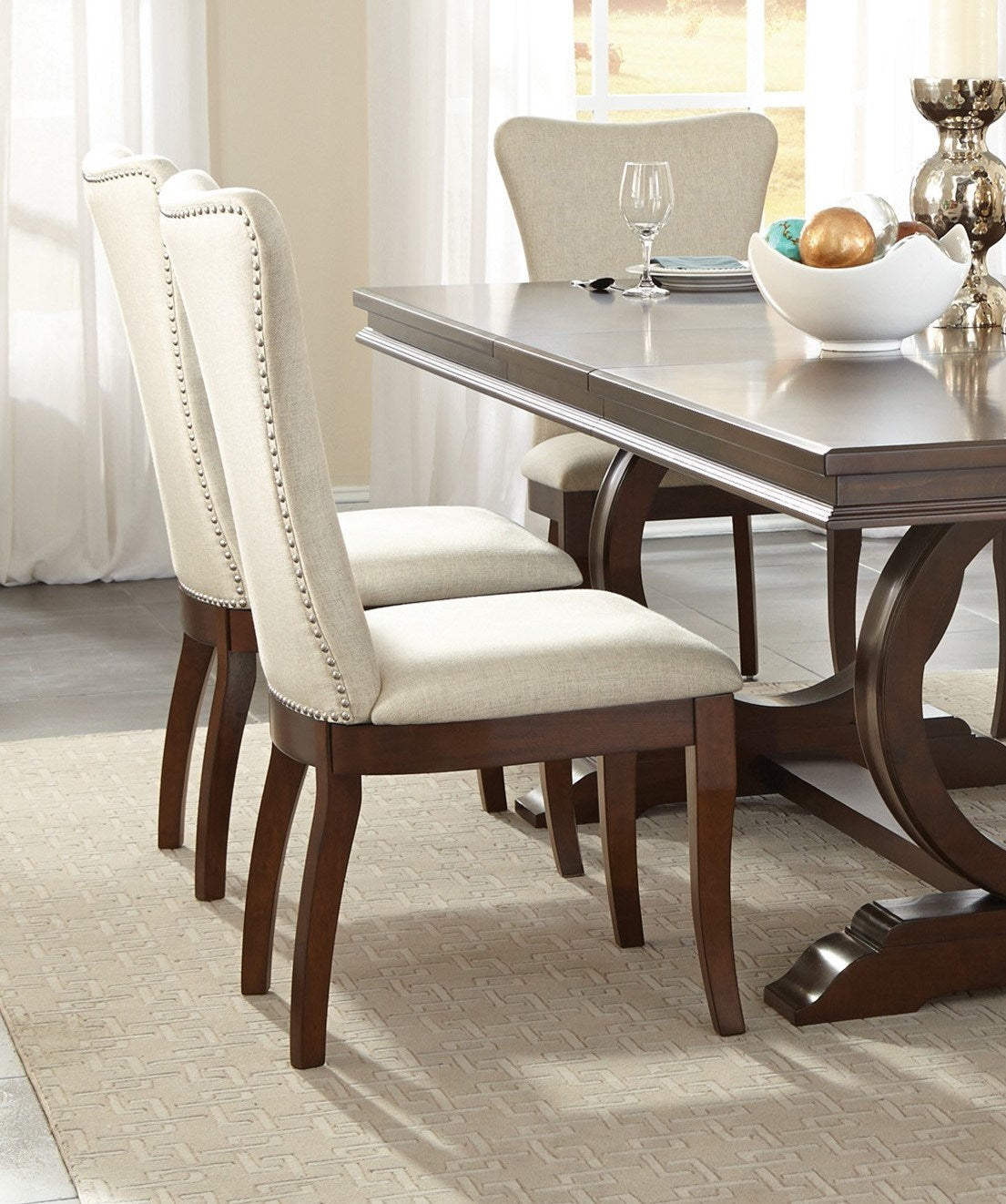 Modern Traditional 7pc Dining Set - Table with Extension Leaf & 6 Chairs