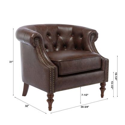 Button Tufted Accent Chair - Classic Barrel Back Design