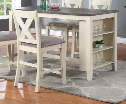 Modern Contemporary 5pc Counter Height Dining Table Set with Storage