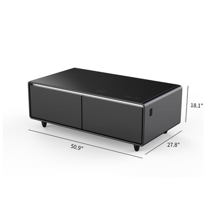 Modern Smart Coffee Table with Built-in Fridge & Bluetooth Speaker