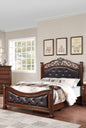 Formal Traditional Dark Cherry California King Bed - Tufted Faux Leather