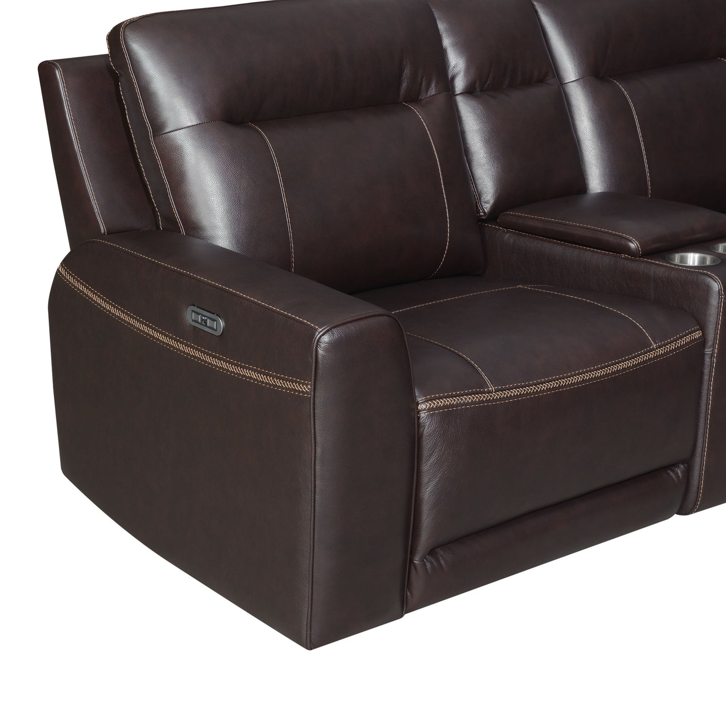 Customizable Dual-Power Leather Sectional - Top-Grain Leather, Power Headrest & Footrest