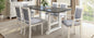 7-Piece Extendable Trestle Dining Table Set - White, 76.9" with Removable Leaf