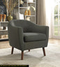 Gray Fabric Upholstered Accent Chair - Button Tufted with Espresso Finish Legs