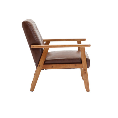 Leisure Chair with Solid Wood Armrest Mid-Century Modern Accent Chair