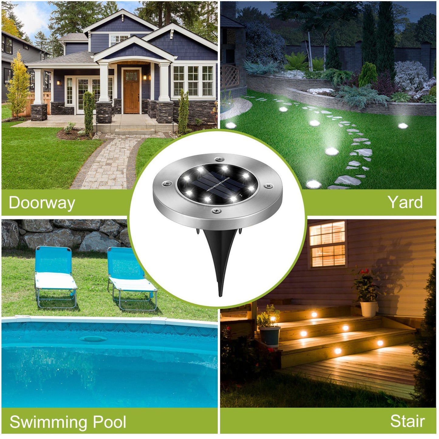 4Pcs Solar Powered Ground Light Outdoor IP65 Waterproof Buried In-Ground Lamp Decorative Path Deck Lawn Patio Lamp