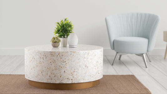 Luxe Coffee Table Ivory - Modern Elegance with Floral Patterns