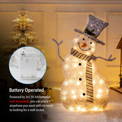 LED Christmas Snowman Decoration Light | Collapsible & Battery Operated