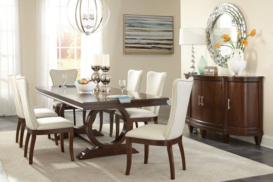 Modern Traditional 7pc Dining Set - Table with Extension Leaf & 6 Chairs