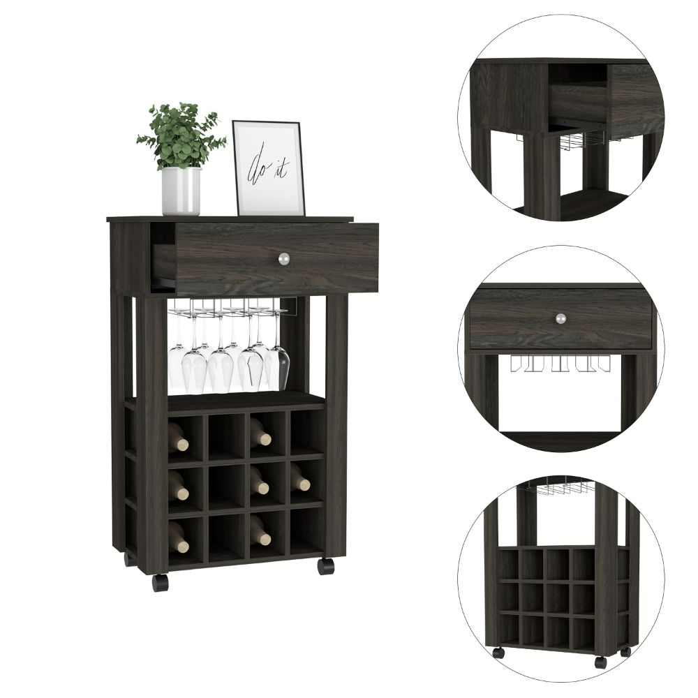 Ambler 1-Drawer 12-Bottle Wine Cabinet Carbon Espresso