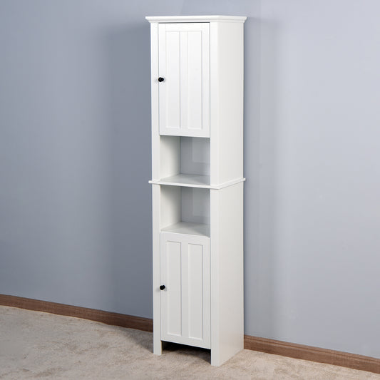 Bathroom Floor Storage Cabinet with 2 Doors | Wooden Cabinet with 6 Shelves