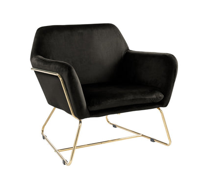 Black Velvet Accent Chair on Metal Base - Modern Contemporary Style