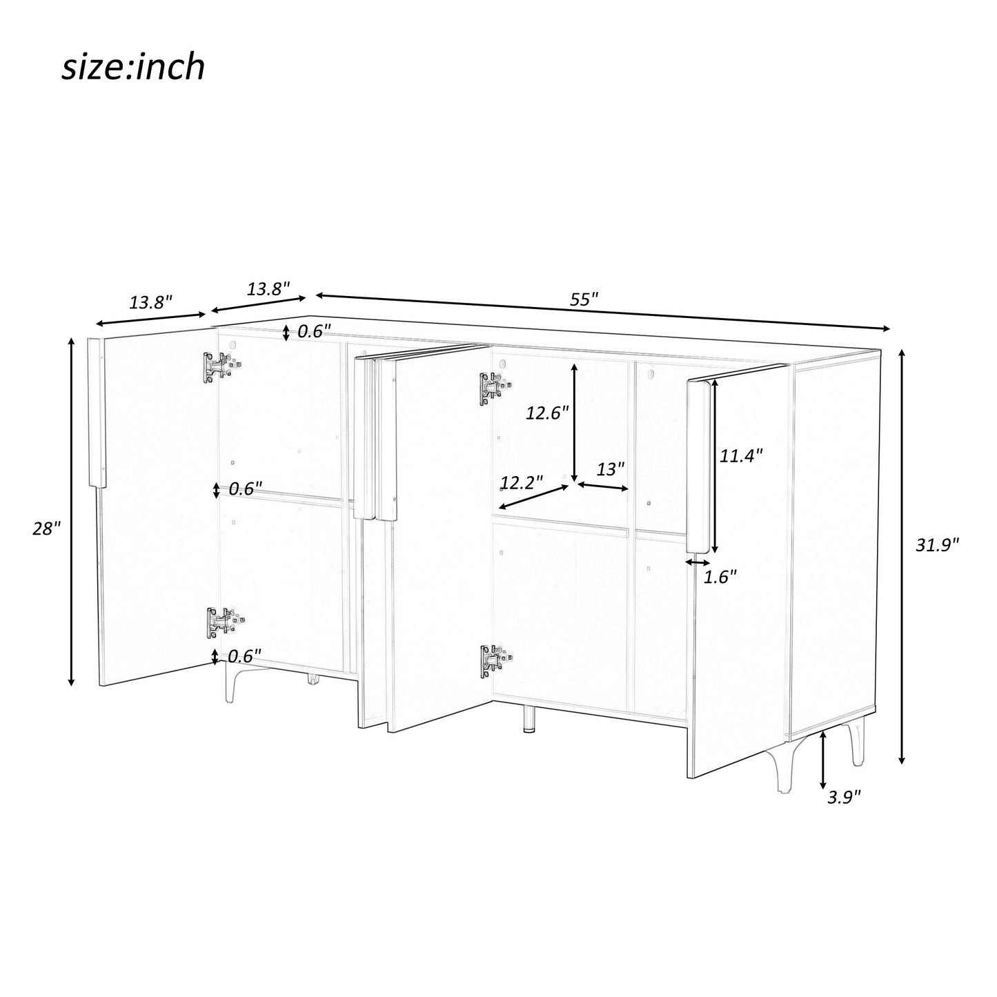 Glossy Finish Light Luxury Storage Cabinet - Adjustable for Living Room, Study, Hallway