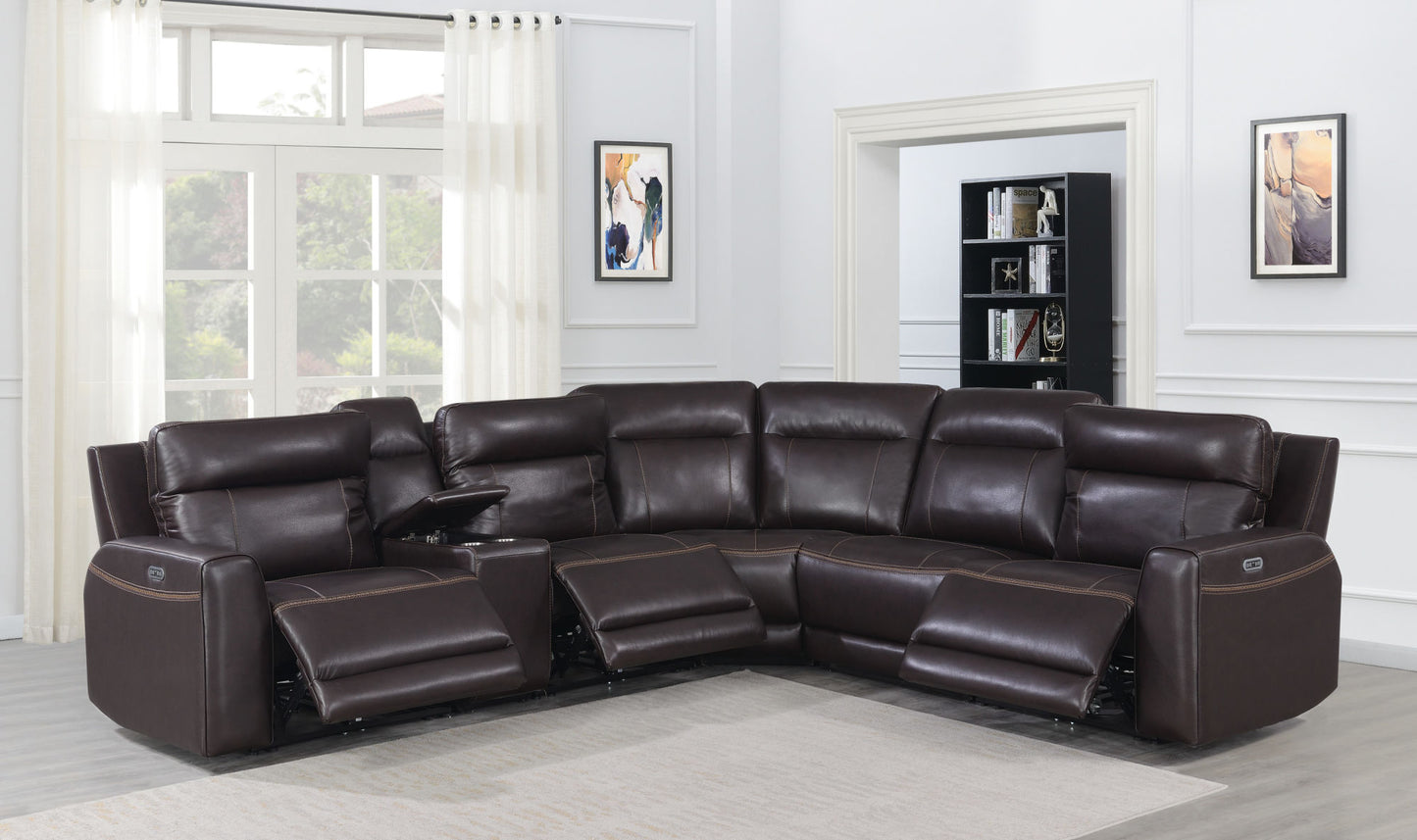 Customizable Dual-Power Leather Sectional - Top-Grain Leather, Power Headrest & Footrest