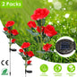 2Pcs Solar Powered Rose Flower LED Pathway Lights - Water Resistant