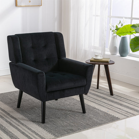 Modern Soft Velvet Ergonomics Accent Chair with Black Legs