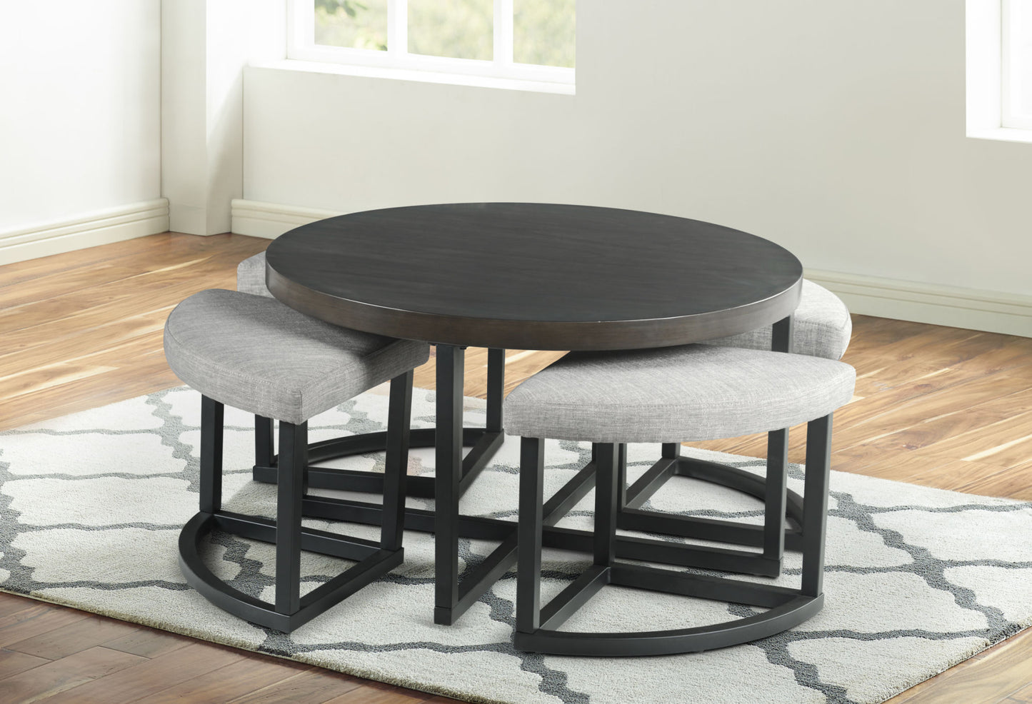 Yukon Coffee Table with Stools - Stylish Brown Multi-Functional Furniture