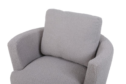 Swivel Barrel Chair with Gold Stainless Steel Base, Gray Accent Chair