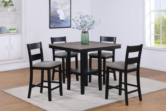 Rustic Farmhouse 5-Pc Counter Height Dining Set - Two-Tone Finish