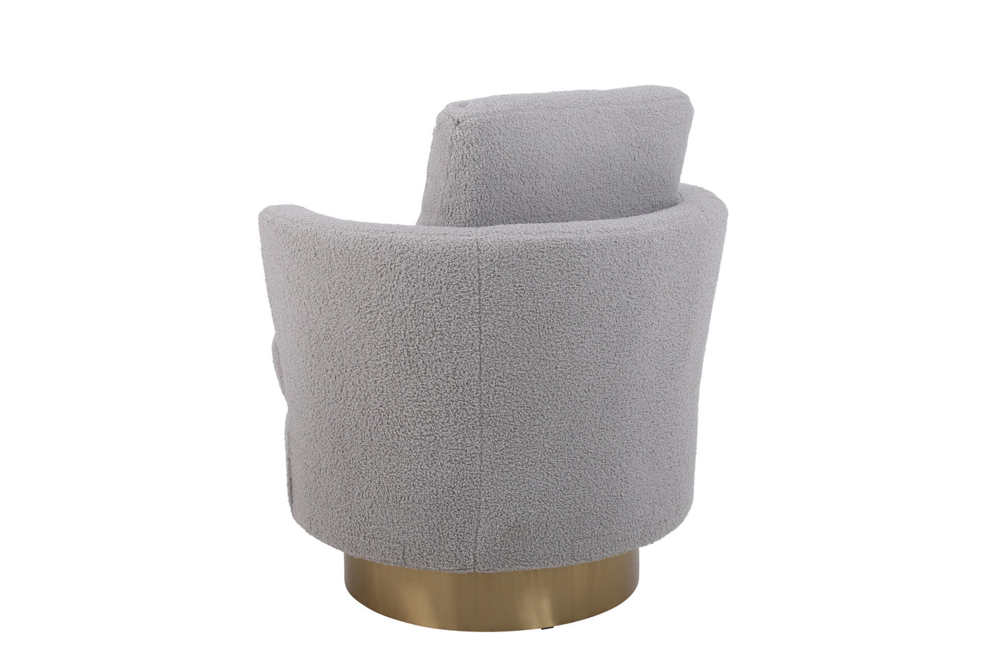 Swivel Barrel Chair with Gold Stainless Steel Base, Gray Accent Chair