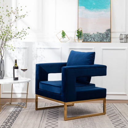 Contemporary Upholstered Accent Arm Chair in Blue