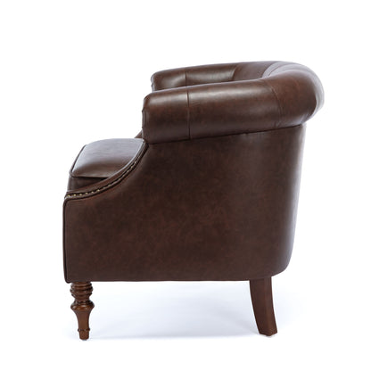 Button Tufted Accent Chair - Classic Barrel Back Design