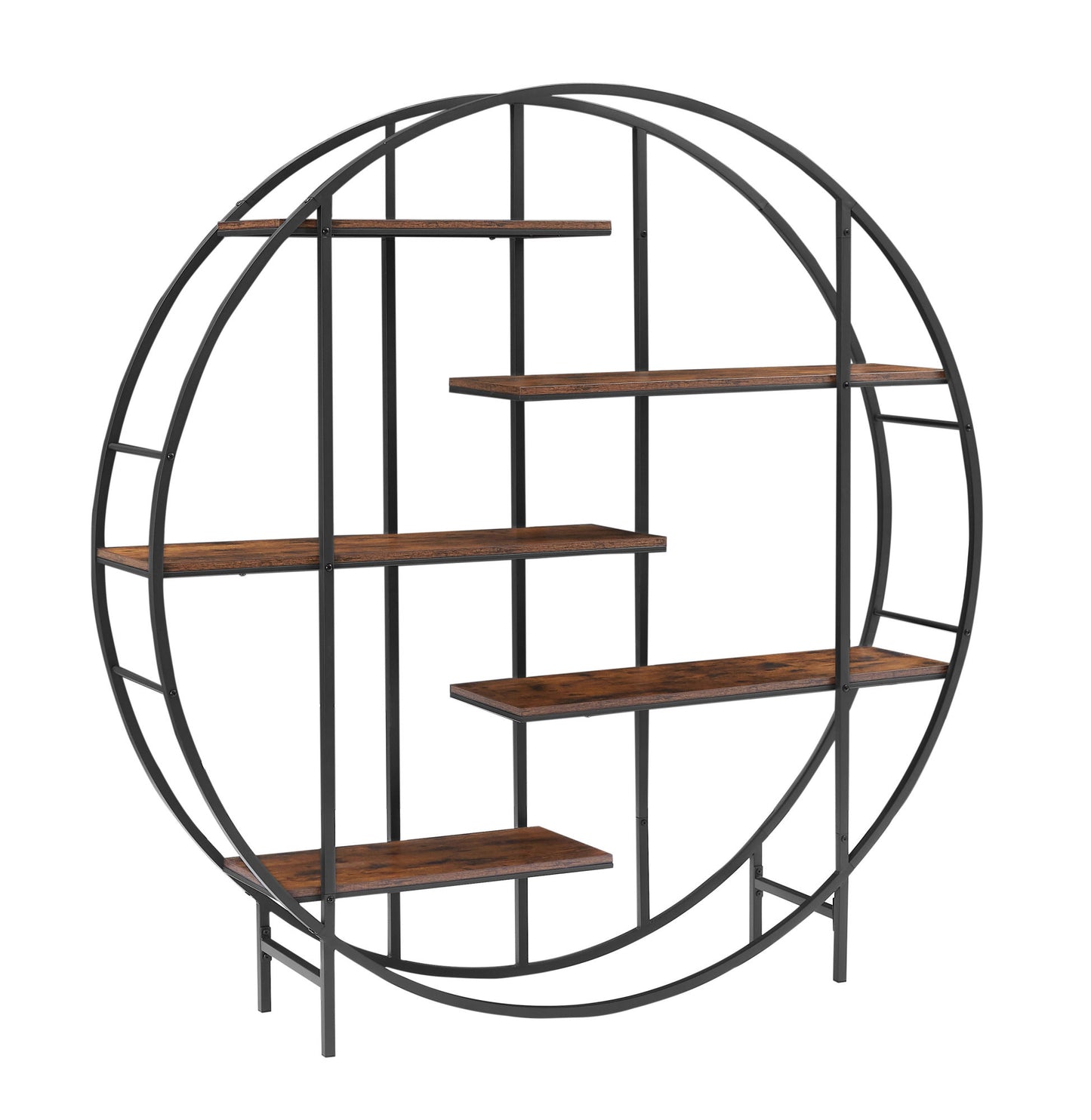 Round 5-Tier Metal Plant Stand & Bookcase Storage Rack