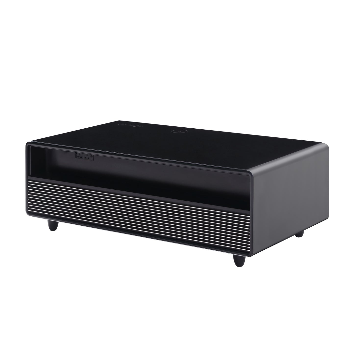 Modern Smart Coffee Table - Built-in Fridge, Bluetooth Speaker, Wireless Charging, Black