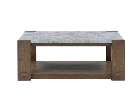 Sintered Stone Coffee Table with Casters - Brown