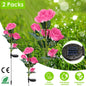 2Pcs Solar Powered Rose Flower LED Pathway Lights - Water Resistant